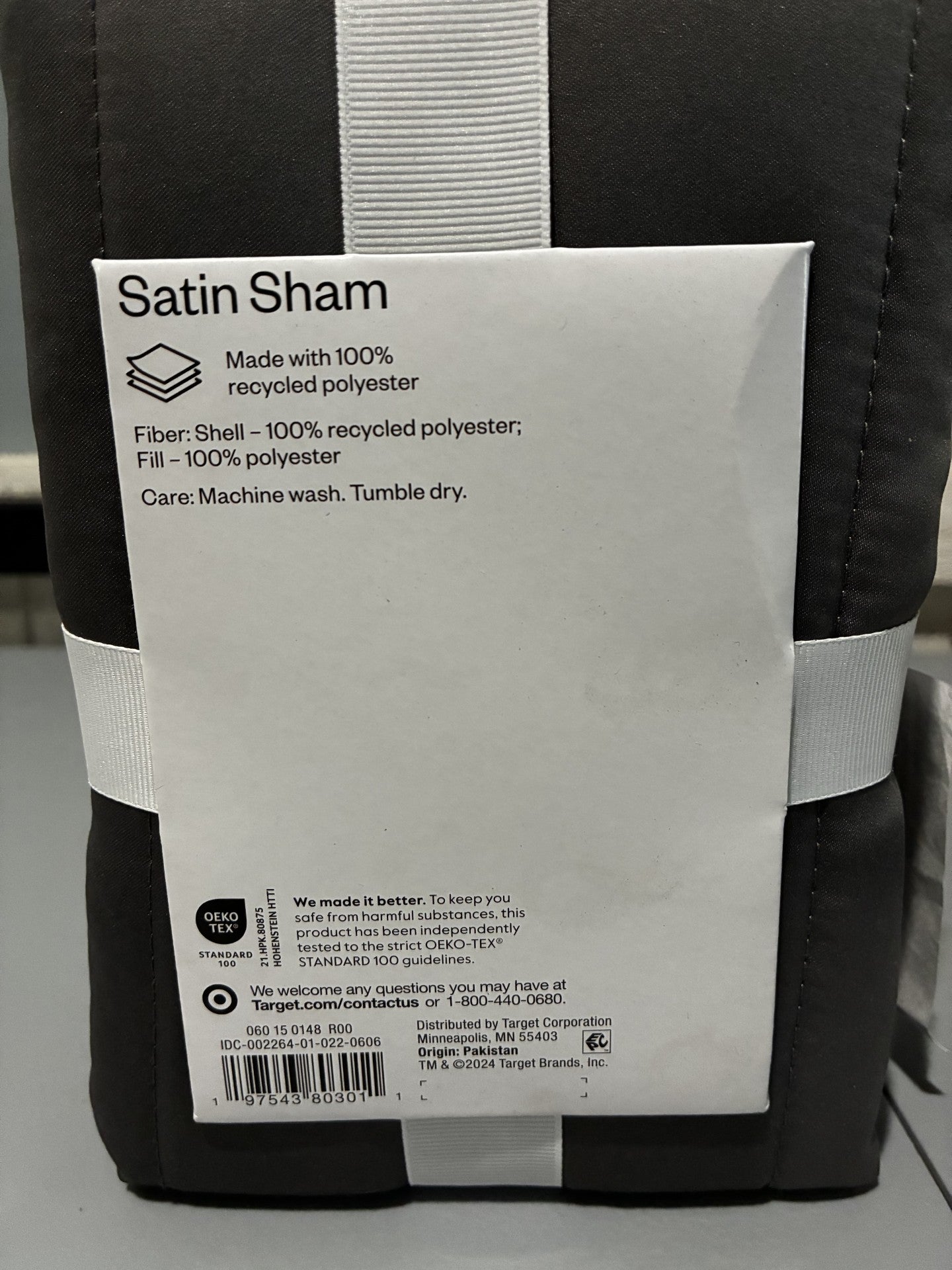Standard Satin Quilt Sham Dark Gray - Room Essentials