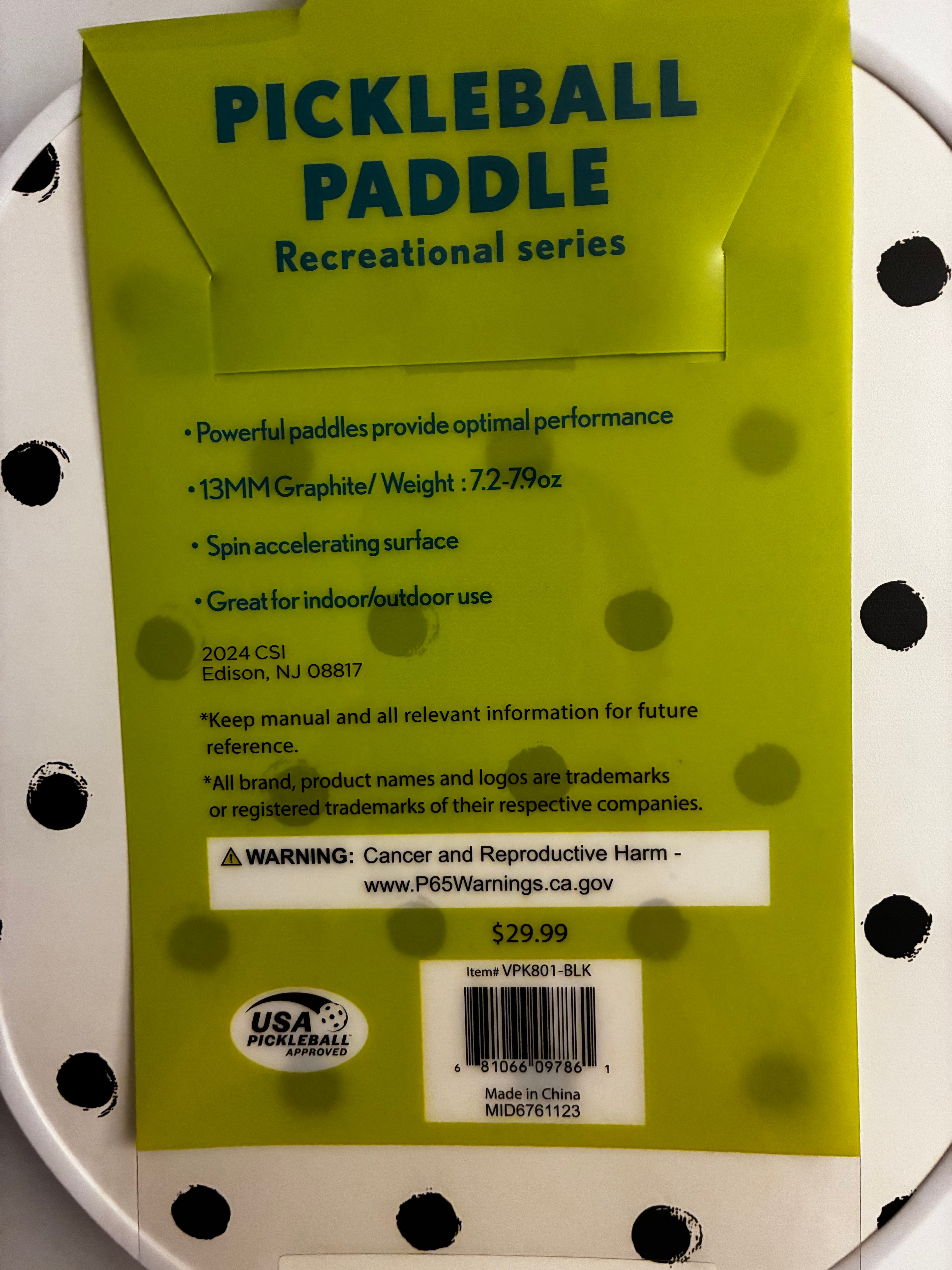 Double Sided Pickleball Paddle - White Stripes/Floral