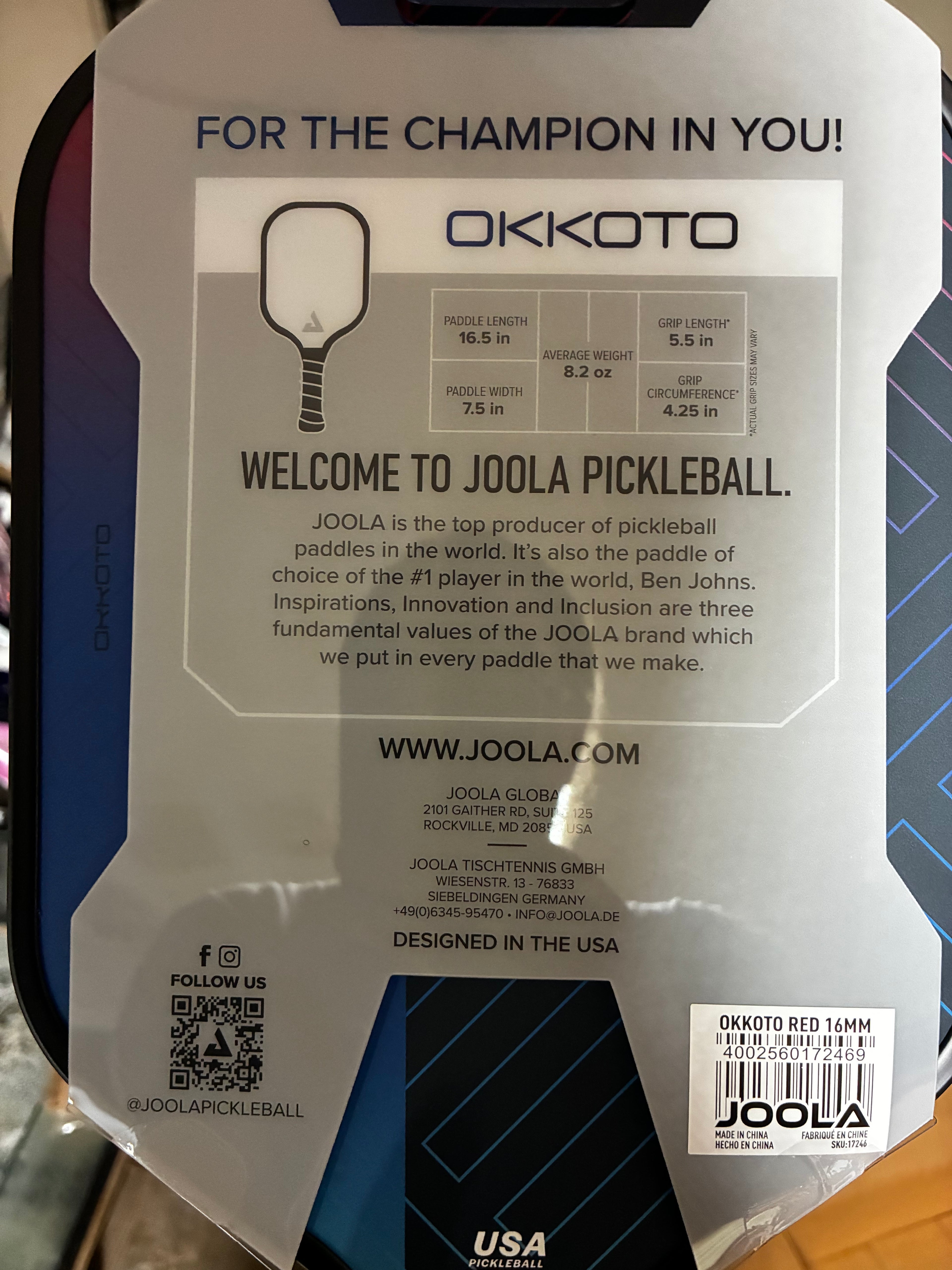 Joola okkoto pickle ball paddle
