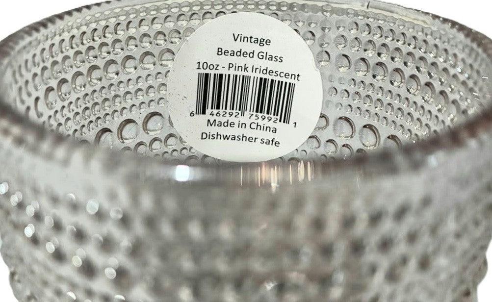 10oz Beaded Glass Tumbler Pink Iridescent (Set of 6)