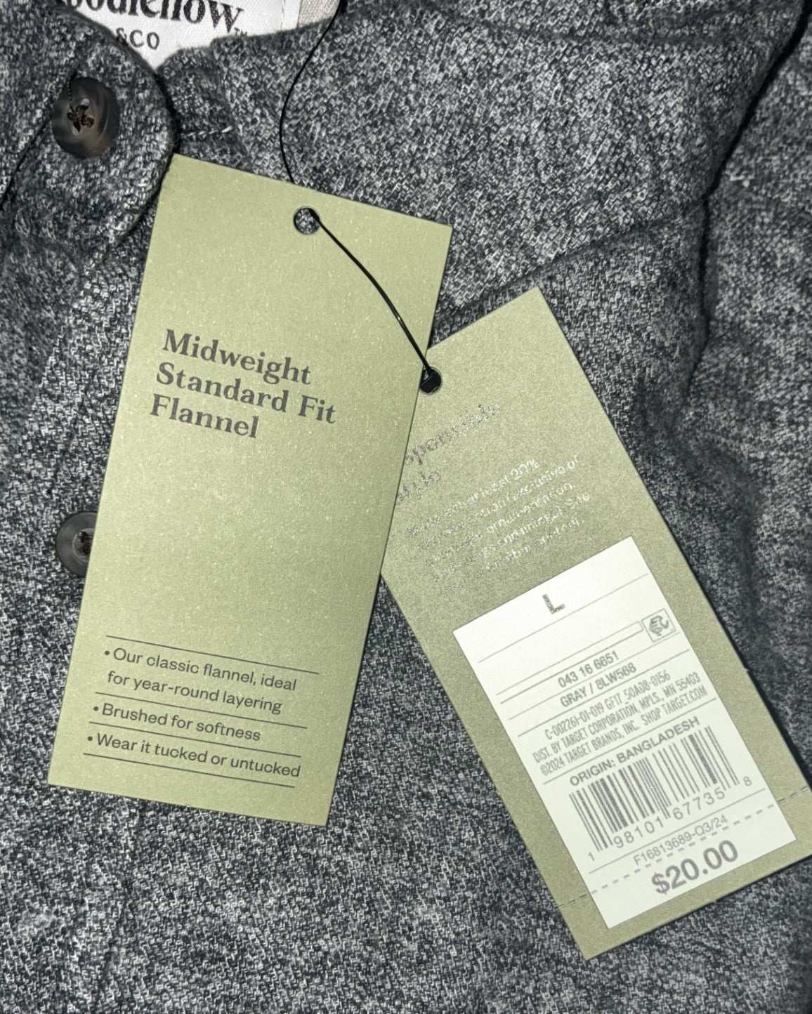 Men's Mid-Weight Flannel Long Sleeve Button-Down Shirt - Goodfellow & Co